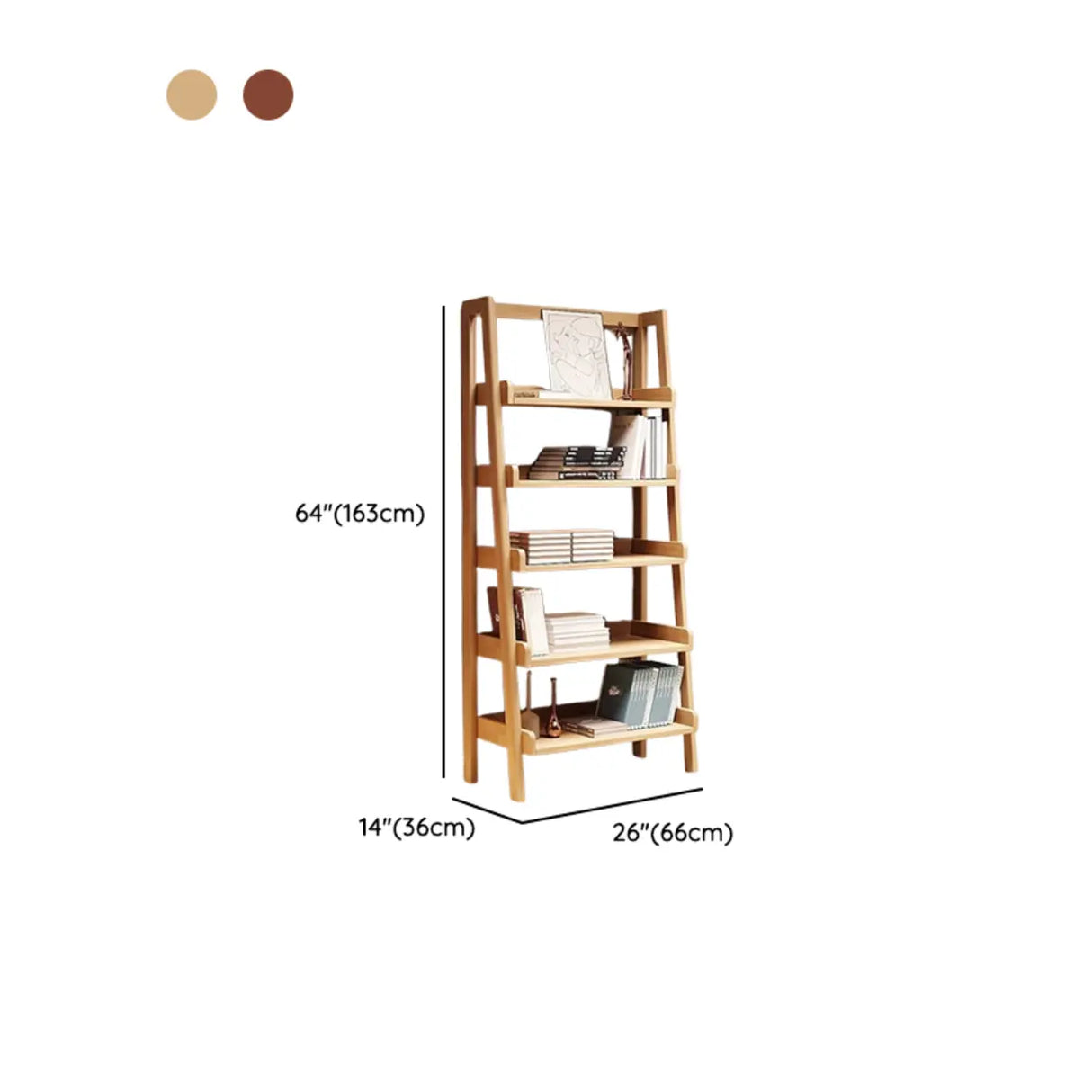 Scandinavian Mimimalist Wood Ladder Vertical Bookshelf Rack Image - 14