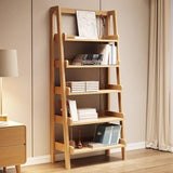 Scandinavian Mimimalist Wood Ladder Vertical Bookshelf Rack Image - 5