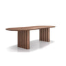 Scandinavian Minimalist Oval Wooden Fluted Base Dining Table Image - 2
