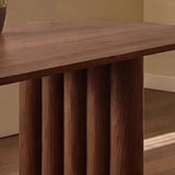 Scandinavian Minimalist Oval Wooden Fluted Base Dining Table Image - 8