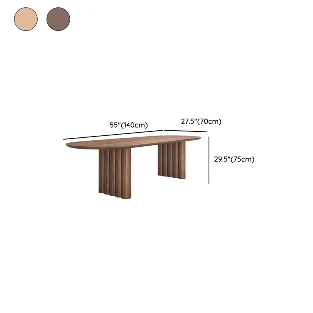 Scandinavian Minimalist Oval Wooden Fluted Base Dining Table 