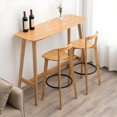 Scandinavian Minimalist Wood Counter Height Bar Table Image - 1