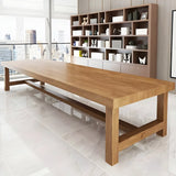 Scandinavian Multi-Person Rectangle Wooden Meeting Desk Image - 1