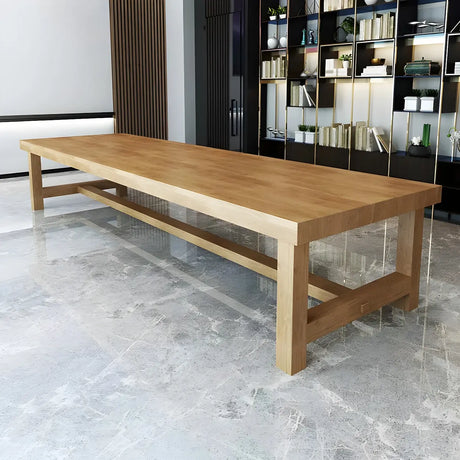 Scandinavian Multi-Person Rectangle Wooden Meeting Desk Image - 2