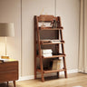 Scandinavian Narrow Ladder Vertical Corner Wood Bookshelf Image - 1