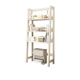 Scandinavian Narrow Ladder Vertical Corner Wood Bookshelf Image - 14