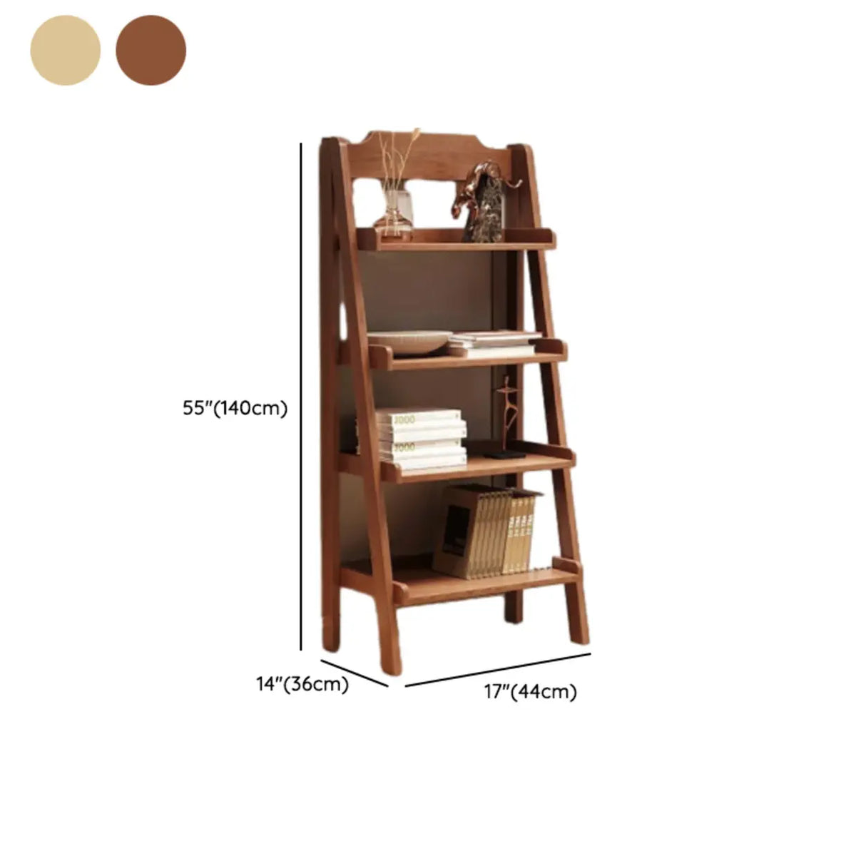 Scandinavian Narrow Ladder Vertical Corner Wood Bookshelf 
