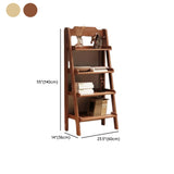 Scandinavian Narrow Ladder Vertical Corner Wood Bookshelf Image - 17