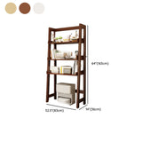 Scandinavian Narrow Ladder Vertical Corner Wood Bookshelf Image - 20