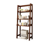 Scandinavian Narrow Ladder Vertical Corner Wood Bookshelf Image - 3