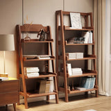 Scandinavian Narrow Ladder Vertical Corner Wood Bookshelf Image - 4