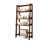 Scandinavian Narrow Ladder Vertical Corner Wood Bookshelf Image - 5
