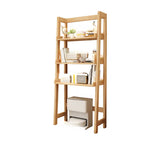 Scandinavian Narrow Ladder Vertical Corner Wood Bookshelf Image - 9