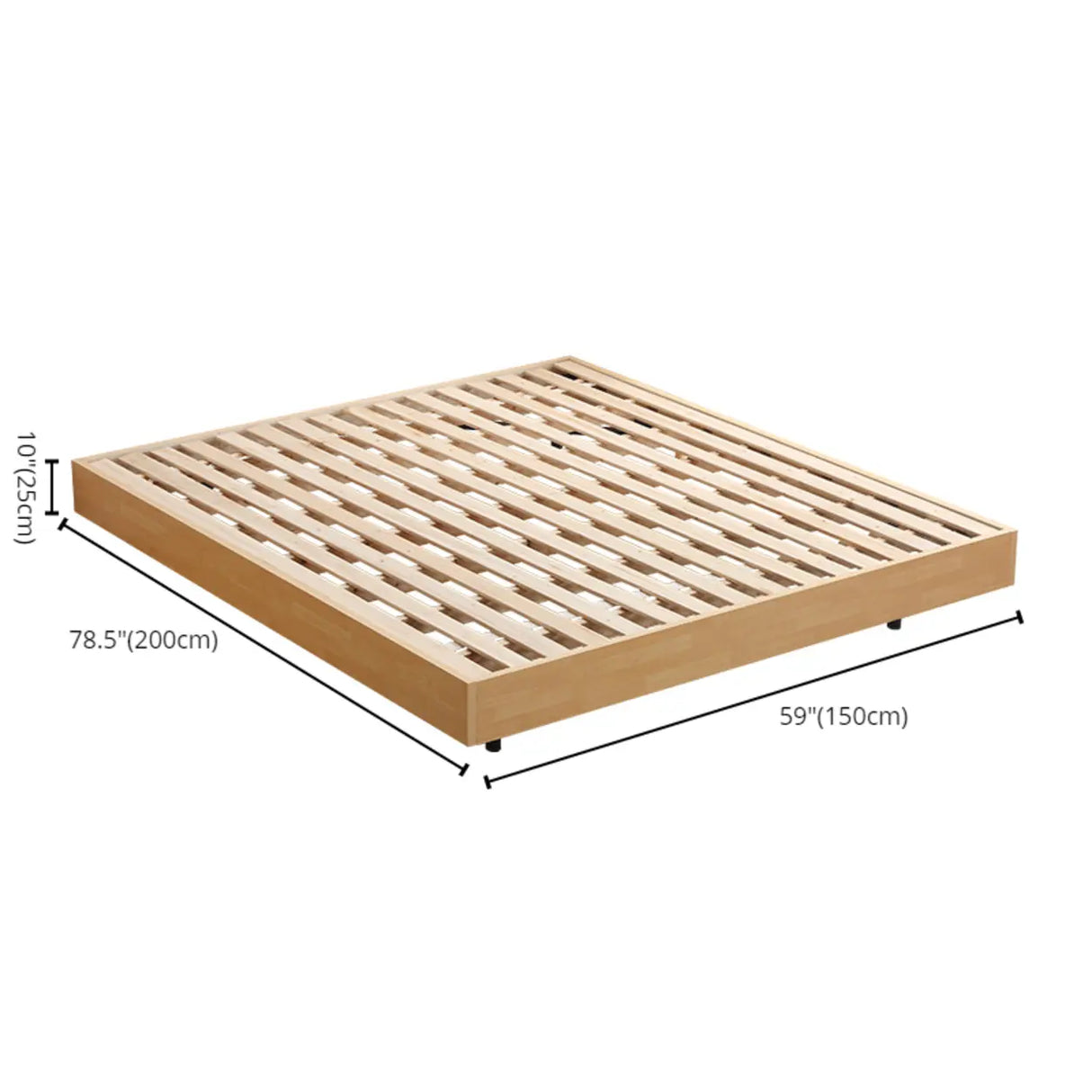 Scandinavian Natural Finish Queen Wood Panel Bed Frame Image - 12