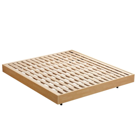Scandinavian Natural Finish Queen Wood Panel Bed Frame Image - 2