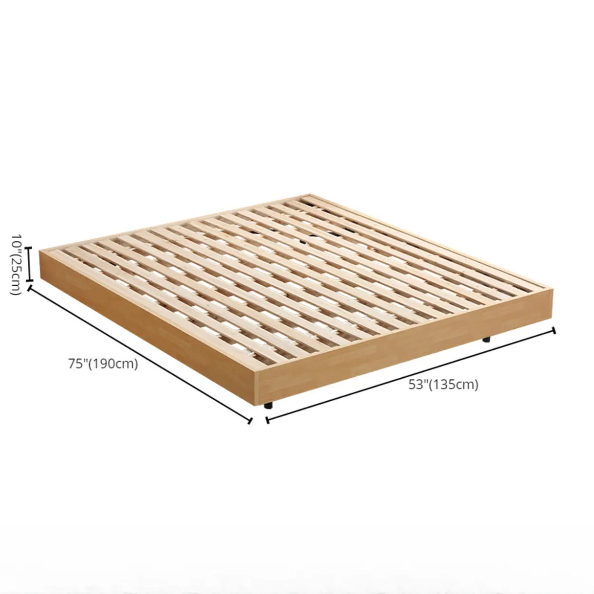 Scandinavian Natural Finish Queen Wood Panel Bed Frame Image - 20