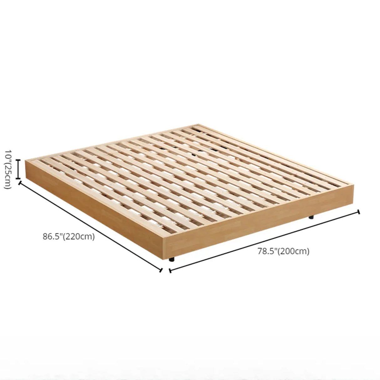 Scandinavian Natural Finish Queen Wood Panel Bed Frame Image - 22