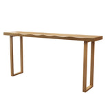 Scandinavian Natural Rectangle Wood Bar Table with Wave Edge Image - 2