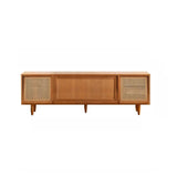 Scandinavian Natural Rectangular Wood TV Stand with Shelf