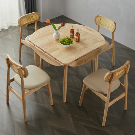 Scandinavian Natural Rubber Wood Extendable Dining Table Image - 1