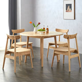 Scandinavian Natural Rubber Wood Extendable Dining Table Image - 11