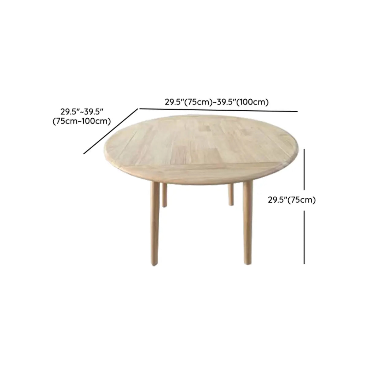 Scandinavian Natural Rubber Wood Extendable Dining Table 