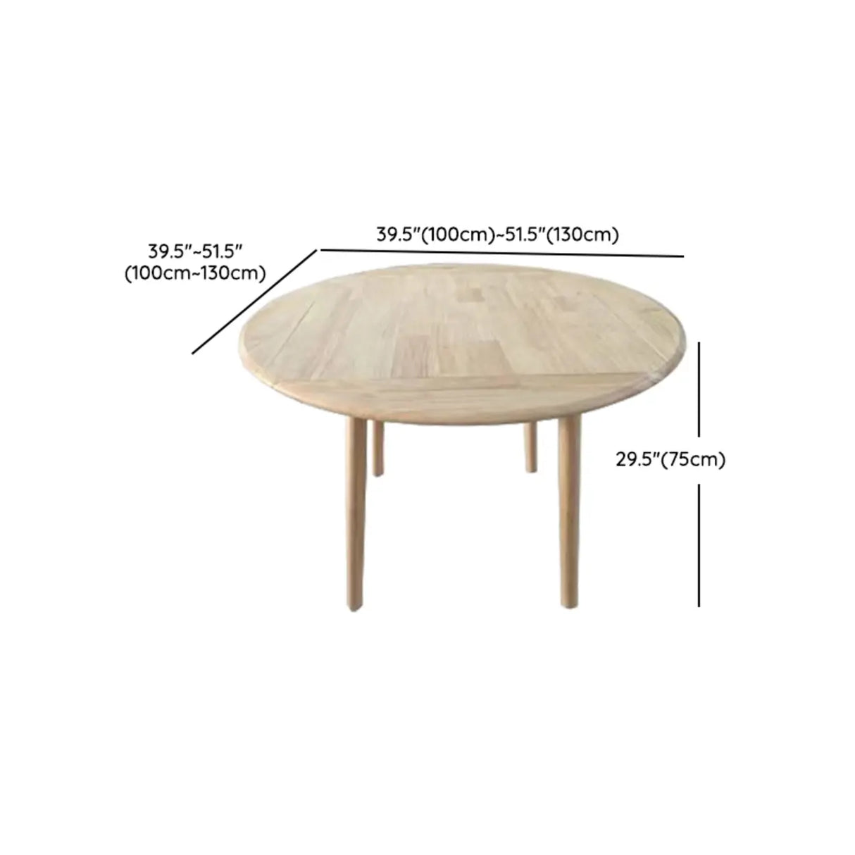 Scandinavian Natural Rubber Wood Extendable Dining Table Image - 15