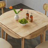 Scandinavian Natural Rubber Wood Extendable Dining Table Image - 8