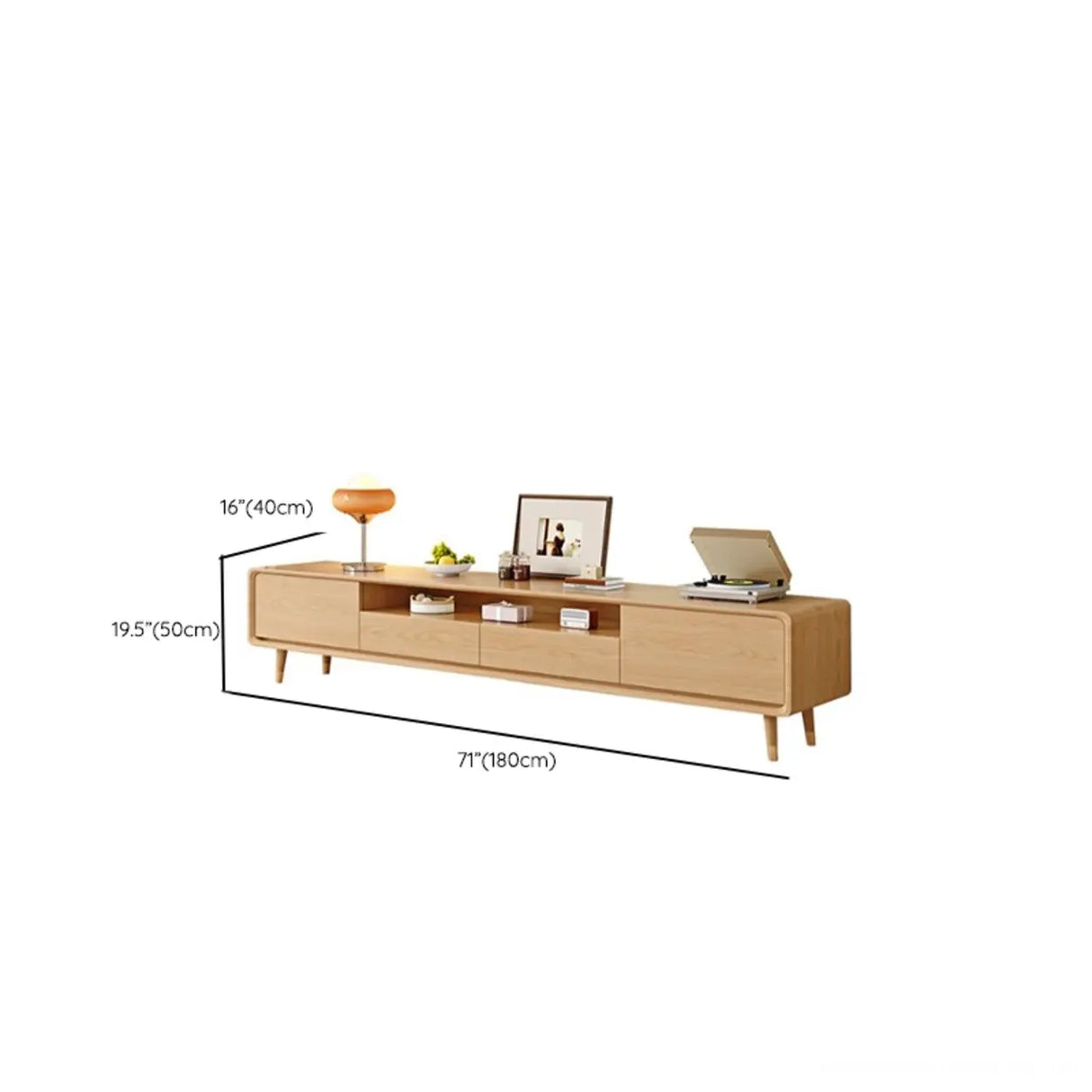 Scandinavian Natural Wood Cabinet Drawers TV Stand Image - 12