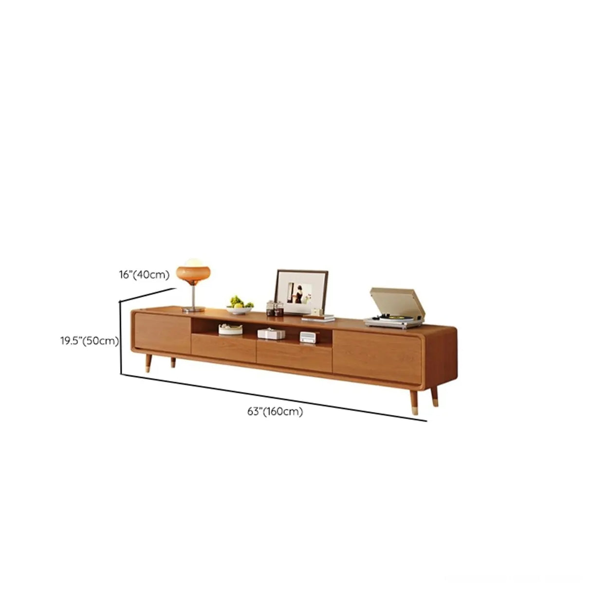 Scandinavian Natural Wood Cabinet Drawers TV Stand Image - 16