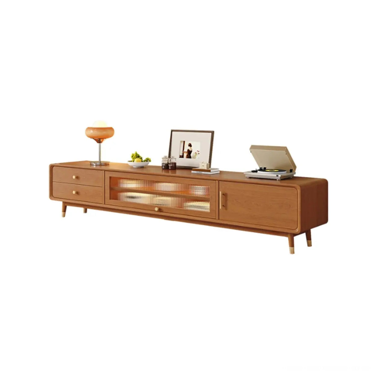 Scandinavian Natural Wood Cabinet Drawers TV Stand Image - 3