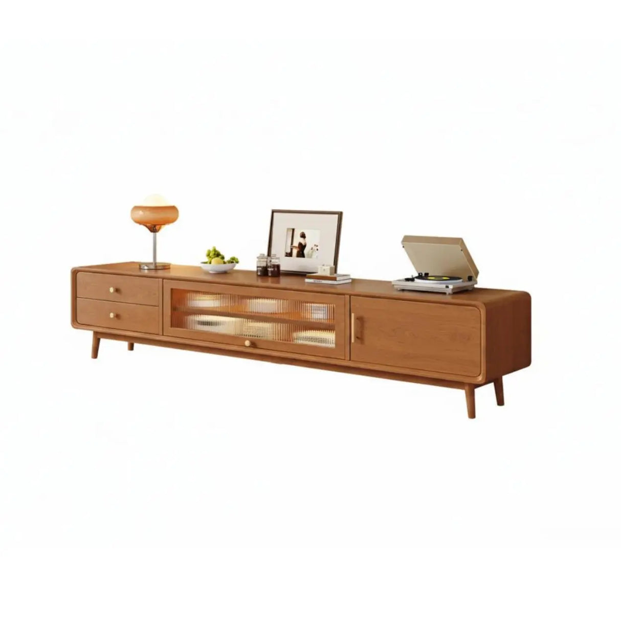 Scandinavian Natural Wood Cabinet Drawers TV Stand Image - 3