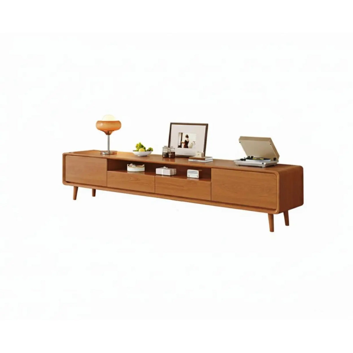 Scandinavian Natural Wood Cabinet Drawers TV Stand Image - 6