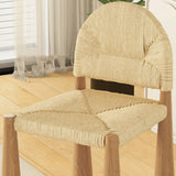 Scandinavian Natural Wood Low Back Woven Dining Chairs Image - 9