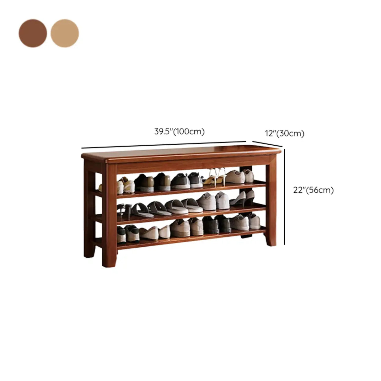 Scandinavian Open Wood Hallway Large Shoe Rack Storage Image - 23
