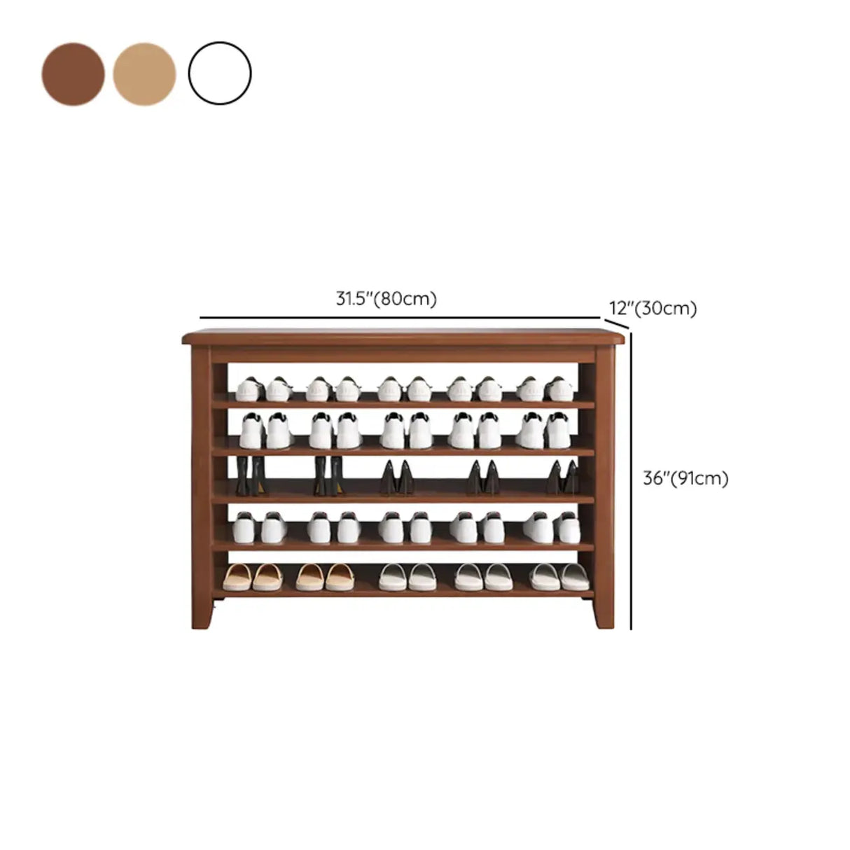 Scandinavian Open Wood Hallway Large Shoe Rack Storage Image - 25