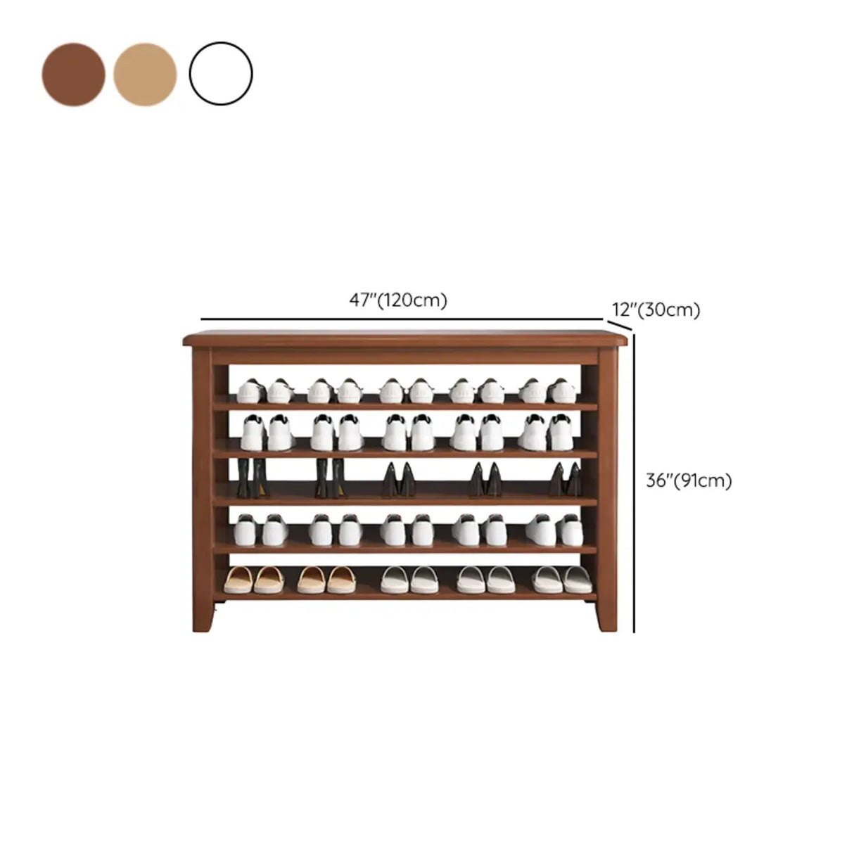 Scandinavian Open Wood Hallway Large Shoe Rack Storage Image - 27