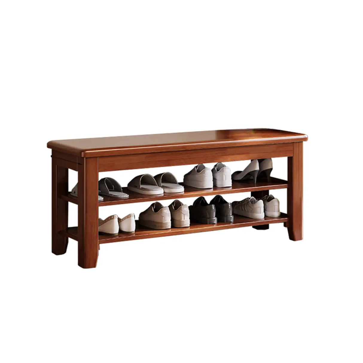 Scandinavian Open Wood Hallway Large Shoe Rack Storage Image - 2