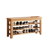 Scandinavian Open Wood Hallway Large Shoe Rack Storage Image - 7