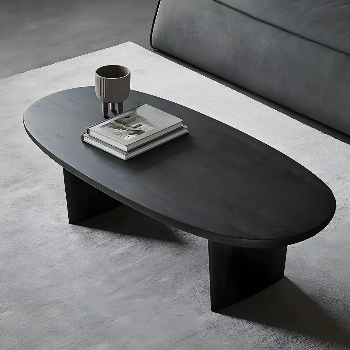 Scandinavian Oval Manufactured Wood Coffee Table Image - 4
