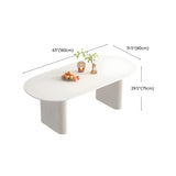 Scandinavian Oval Stone White Dining Table Image - 12