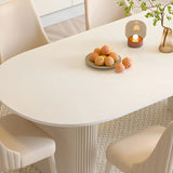 Scandinavian Oval Stone White Dining Table Image - 7