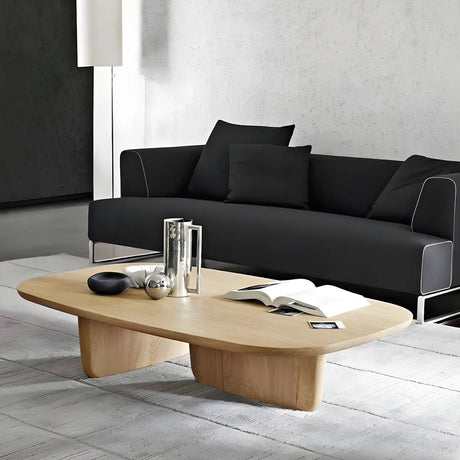 Scandinavian Pine Wood Rectangular Coffee Table Image - 1