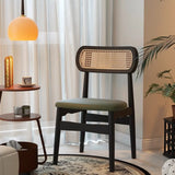 Scandinavian Rattan Open Back Dining Chair with Cushioned Seat Image - 1