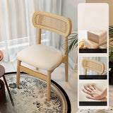 Scandinavian Rattan Open Back Dining Chair with Cushioned Seat Image - 12