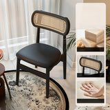 Scandinavian Rattan Open Back Dining Chair with Cushioned Seat Image - 18