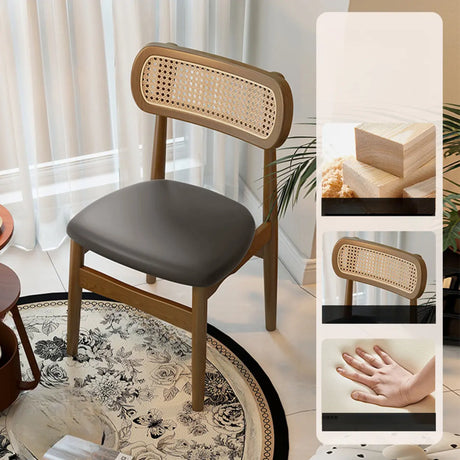 Scandinavian Rattan Open Back Dining Chair with Cushioned Seat Image - 2