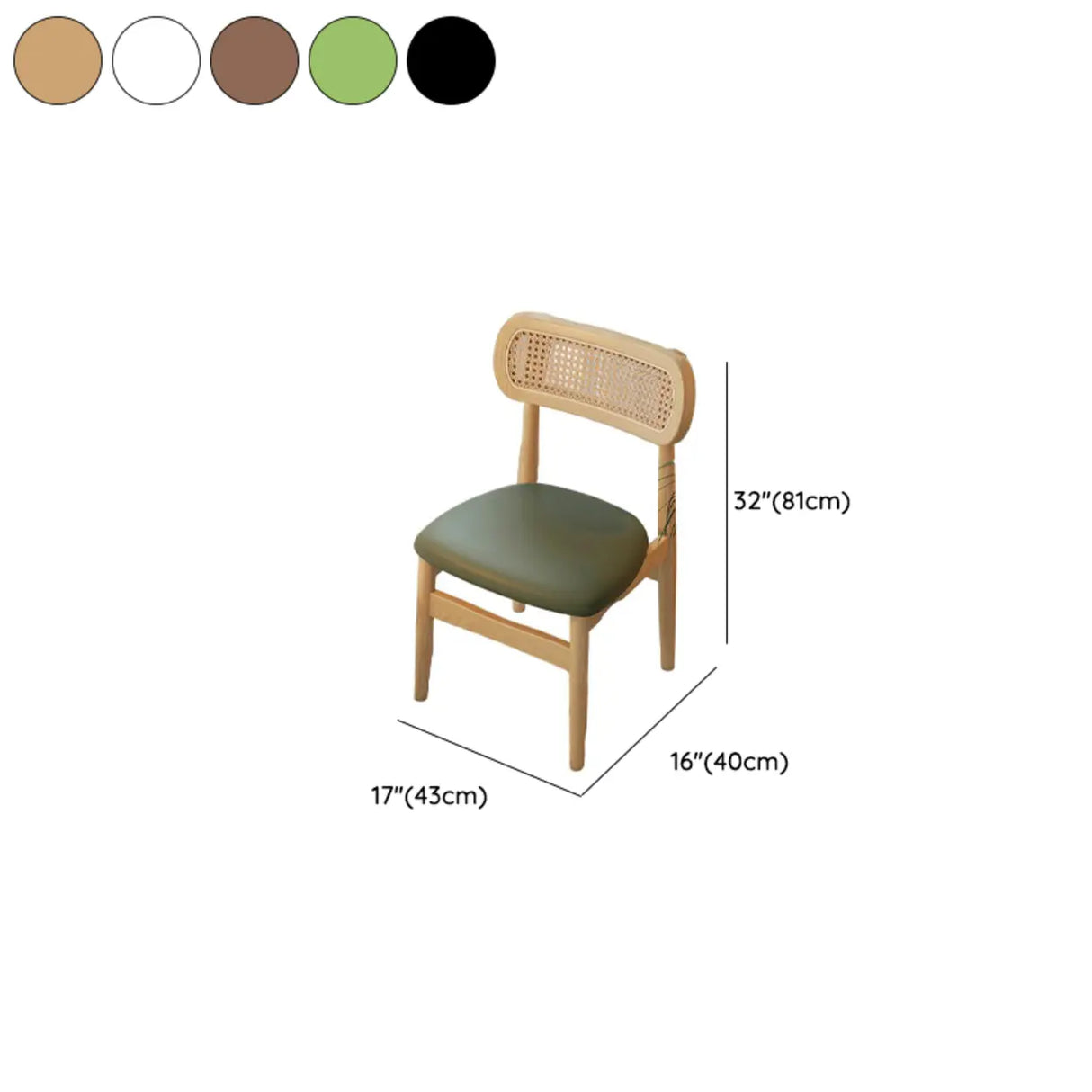 Scandinavian Rattan Open Back Dining Chair with Cushioned Seat Image - 21