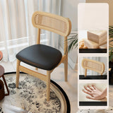 Scandinavian Rattan Open Back Dining Chair with Cushioned Seat Image - 4