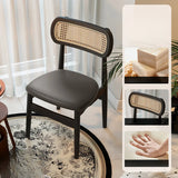 Scandinavian Rattan Open Back Dining Chair with Cushioned Seat Image - 5